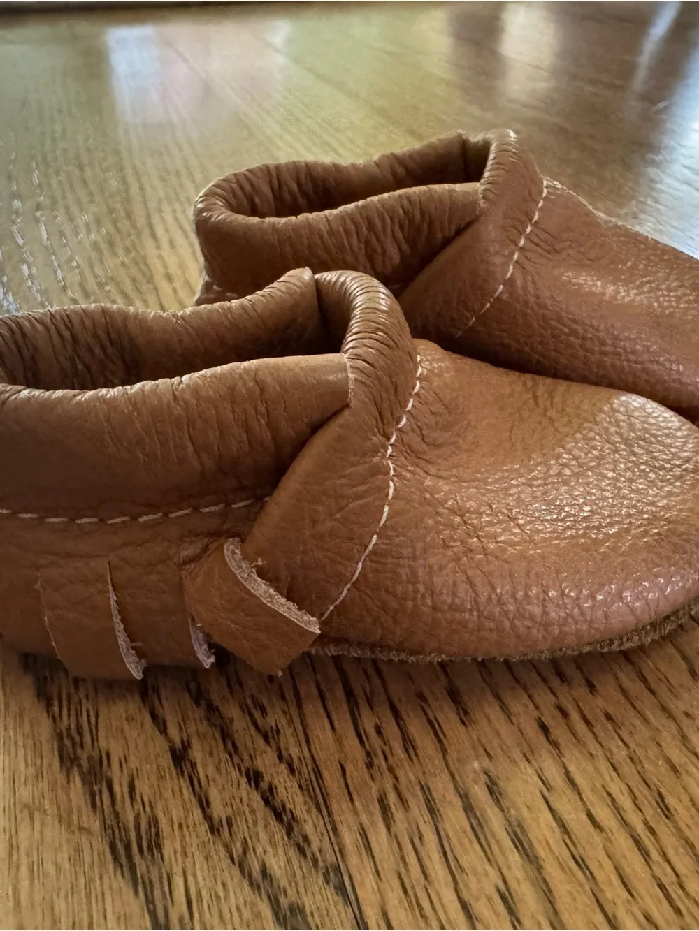 Kids Brown Leather Moccasin Slip-On Shoes